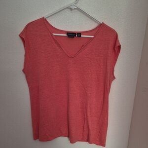 Jones New York Coral V-Neck Short Sleeve Tee